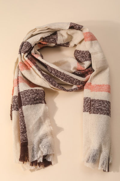 Plaid Oblong Scarf - Ivory