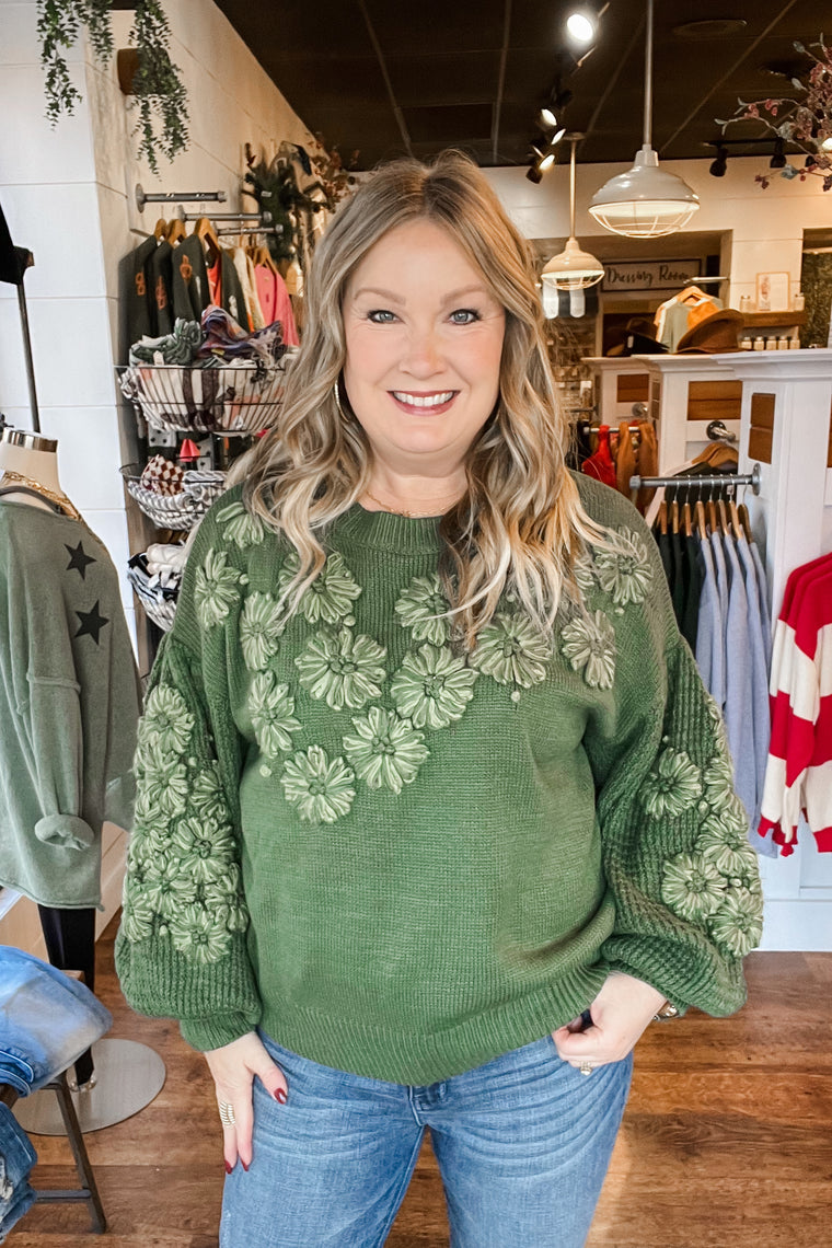 The Mila Hand Embroidered Sweater - Pistachio