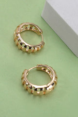 Striped Cutout Hinged Hoop Earring - Gold