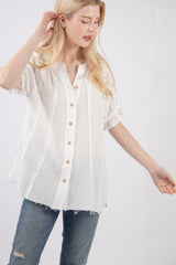 Dani Button Up Top - White