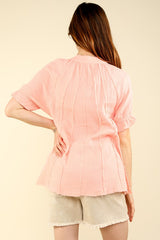 Dani Button Up Top - Peach