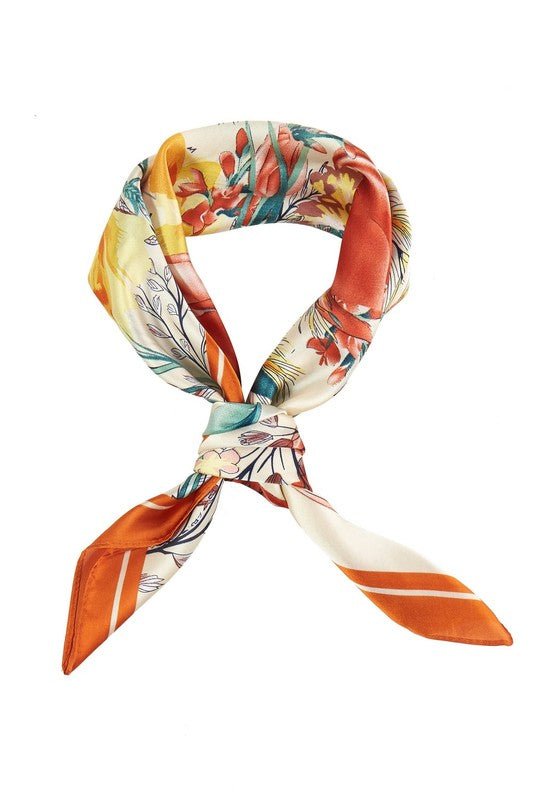 Floral Gardem Bandana Scarf - Orange