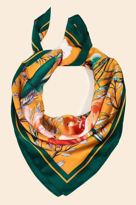 Floral Garden Bandana Scarf - Mustard