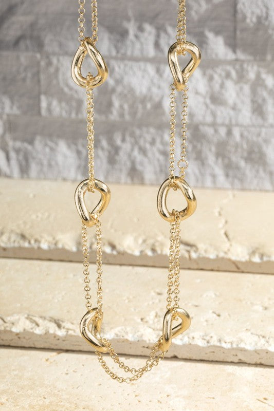 Single Link Double Chain Necklace - Gold and Silver Available