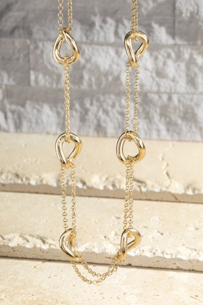 Single Link Double Chain Necklace - Gold and Silver Available