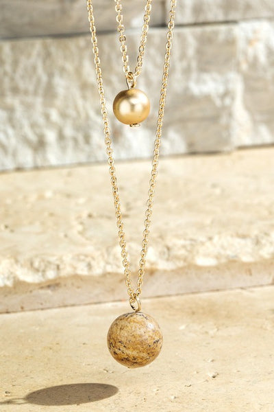 Natural Stone Layered Necklace -Picture Jasper