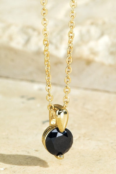 Cubic Zirconia Charm Necklace - Black