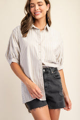 Stevie Striped Oversized Button Down Shirt