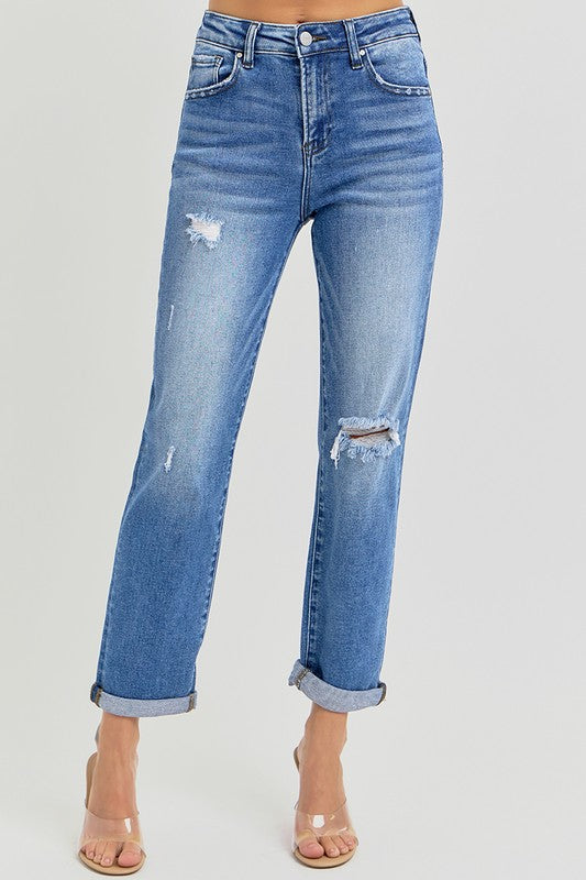 Risen Rolled Girlfriend Jeans