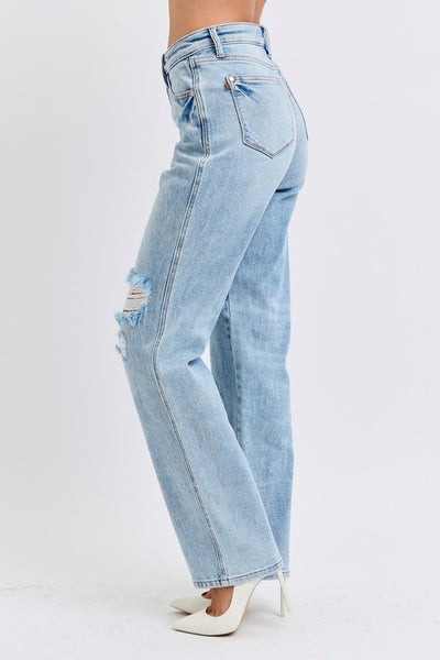 Judy Blue HW Rigid Magic Destroyed 90's Straight Jean