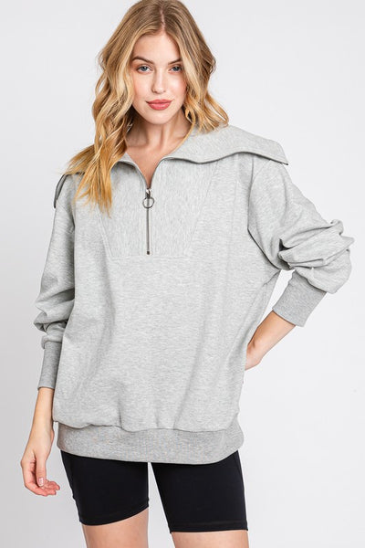 Wrenlee Half Zip Pullover - Heather Grey