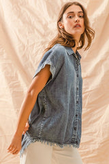 Frayed Denim Shirt