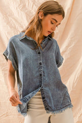 Frayed Denim Shirt