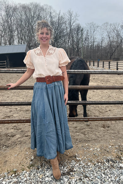 Jaded Gypsy Ruffled Up Skirt - Chambray