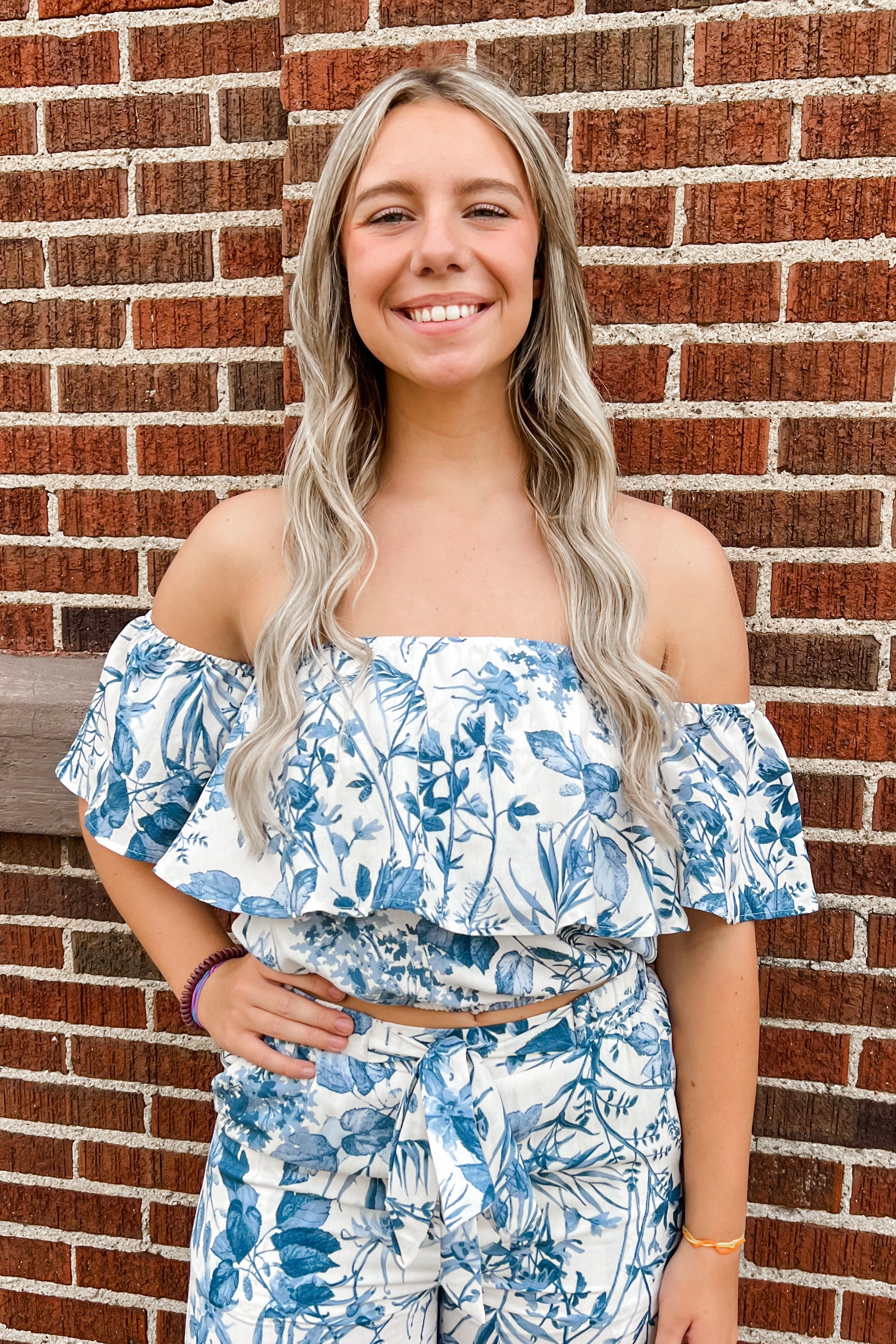 The Nadia Blue Floral Crop Top