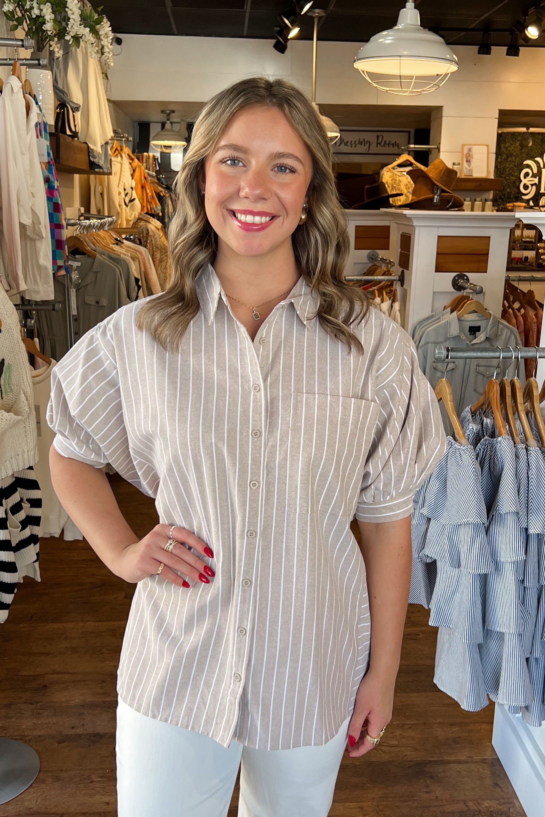 Stevie Striped Oversized Button Down Shirt