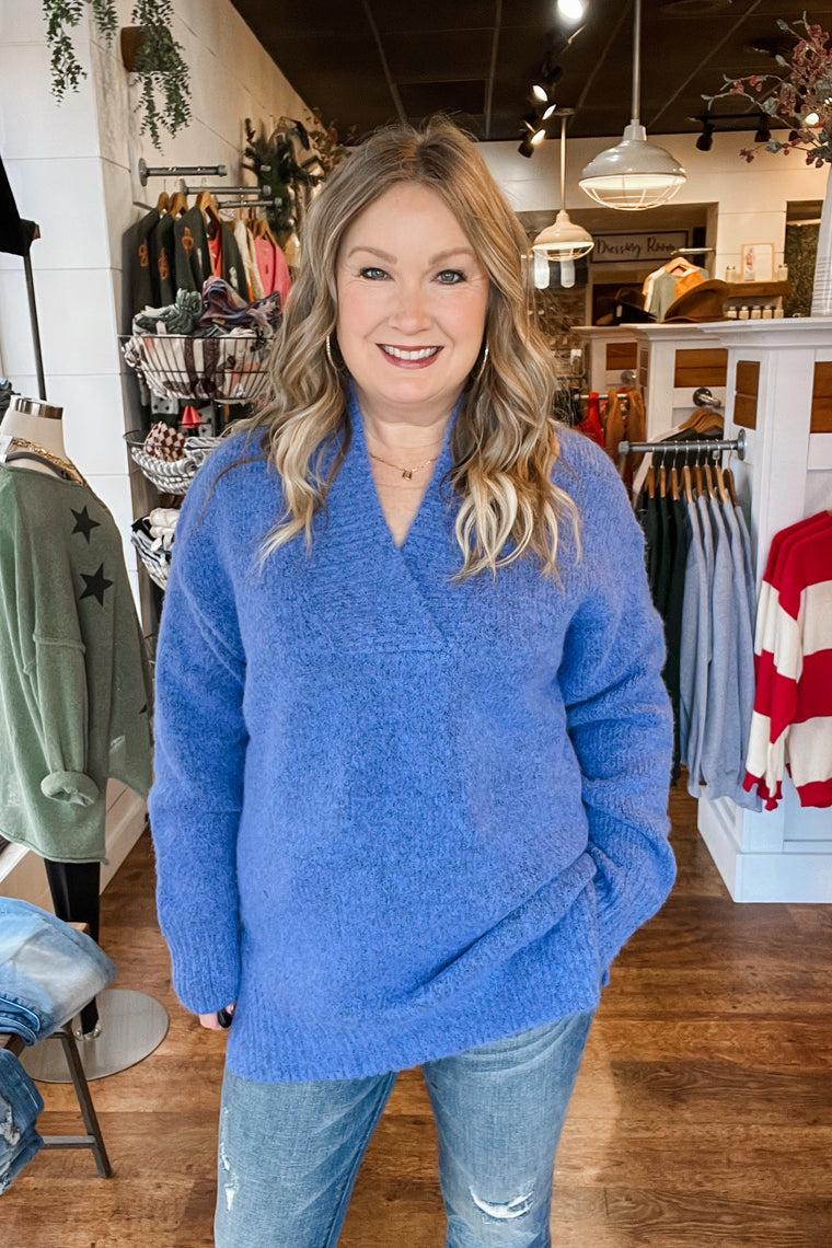 The Imogen Slouchy Sweater - Slate Blue