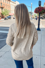 The Romy Raw Edge Knit Top - Taupe