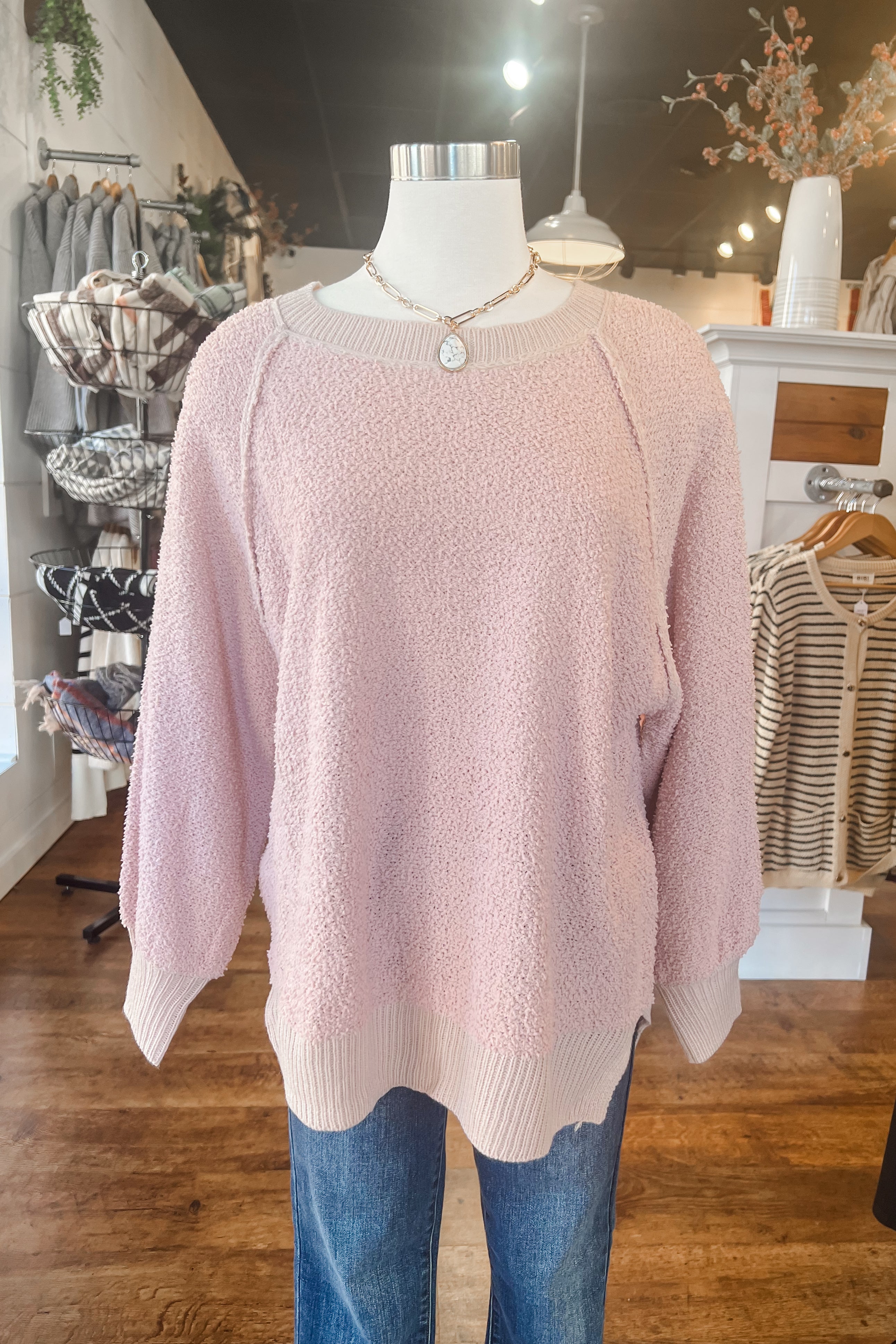 The Ashlyn Textured Pullover - Mauve