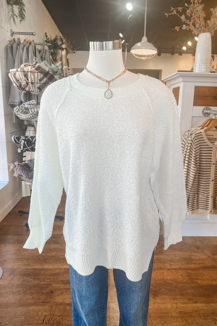 The Ashlyn Textured Pullover - Ivory