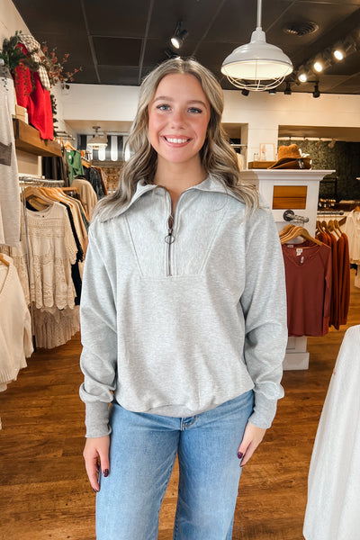 Wrenlee Half Zip Pullover - Heather Grey