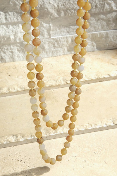 60" Natural Stone Necklace - Yellow Jade